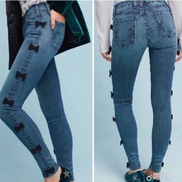 McGuire Denim Denim - Anthropologie | McGuire "Newton" Mid-Rise Skinny Bow Jeans